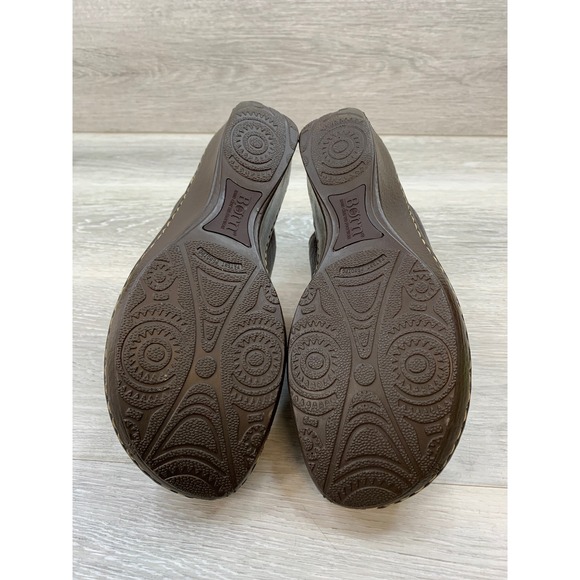 Born Women\'s Clogs 11 Brown Leather Wedge Mules Slip On Comfort Casual Shoes